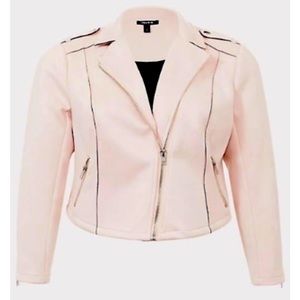 Torrid Pink Faux Suede Moto Jacket 4x